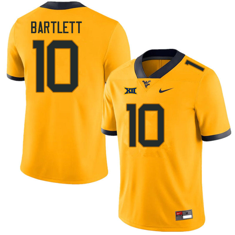Men #10 Jared Bartlett West Virginia Mountaineers College Football Jerseys Sale-Gold